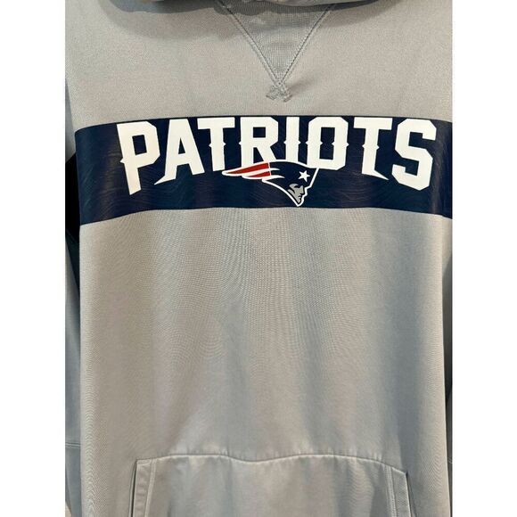New England Patriots Nike Gray Sideline Team Performance Pullover Hoodie - Picture 7 of 12